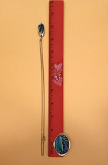 Vintage Pin and Necklace Nickel Silver Abalone/Mother of Pearl