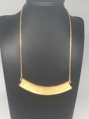 JOMAZ Vintage Gold Tone Crecent design Beige Enamel Bar Necklace