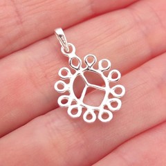 925 Sterling Silver Vintage Peace Symbol Swirl Charm Pendant