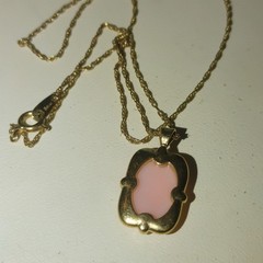 Crown Trifari Necklace Stamp Floral Cameo Pendant Gold Toned Vintage 1950 1970s
