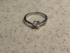 Vintage Sterling Silver Ring Size 10.5 Pearls w Rhinestones 925 PAD 2.4g
