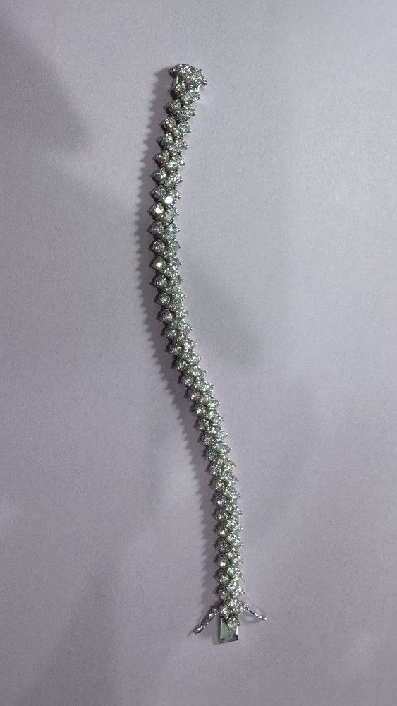 Australia Rhinestone On Italian Sterling 925 Bracelet with Safety Latch.