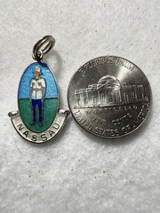 Vintage Sterling Silver Nassau Bahamas Enamel Travel Souvenir Bracelet Charm
