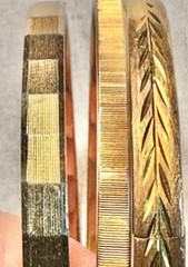 2 MONET Signed bracelets gold tone metal bangle 1 12k GF Marathon hinged TX311