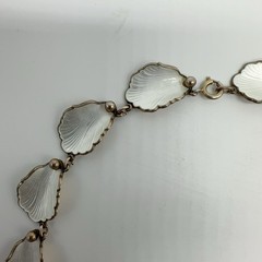 VTG Norway Hans Myhre Sterling Silver White Enamel 15″ Necklace 37g #gag