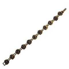 Vintage Gold Tone Dimensional Rose Link Bracelet￼ Fold Over Clasp
