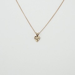 14K Yellow Gold Small Dainty Reflective Heart with Natural Center Diamond