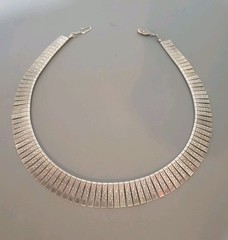 Vintage Cleopatra Egyptian Revival Choker Silver Tone Statement Necklace