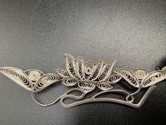 Hand Made EUROPEAN Filigree Brooch 4 in. Silver Lotus Floral