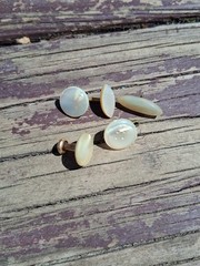 Antique 1900s Mother Of Pearl Cufflink, Stud, & Button Set