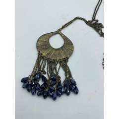 Vintage Antique Gold Tone Medallion Beaded Necklace Boho Necklace