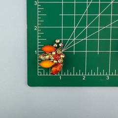 Vintage Rhinestone Clip On Earrings Orange Yellow Frosted Lucite Flower Climbers