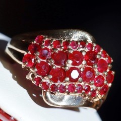 10k yellow gold ring 1.40ct natural, treated ruby size 8 vintage 4.27gr N3724