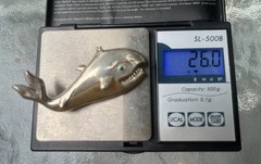 Vintage Mexico Sterling Silver 925 Whale Brooch / Turquoise Eye – 26g