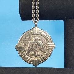 VTG Bell Trading Post Nickel Silver Navajo Style Thunderbird Pendant Necklace