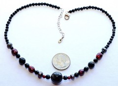 BARSE Sterling Necklace 19″ Black Dark Red Gray Beads Balls .925 Silver THAI