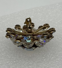 Vintage Domed Crystal Aurora Borealis Starburst Brooch Open Back Frame, Unsigned