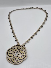 VTG MARGOT DE TAXCO MEXICO MODERNIST STERLING SILVER 925 ENAMEL NECKLACE