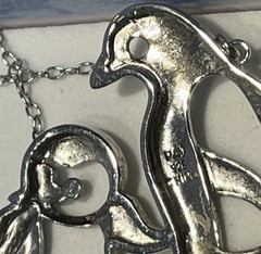 Vintage Sterling Silver .925 PAJ Open Art Peguin Family Pendant Necklace