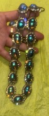 Vintage Peacock Iridescent Gripoux Cabochon AB Necklace ~ Stunning ~ Oil Slick