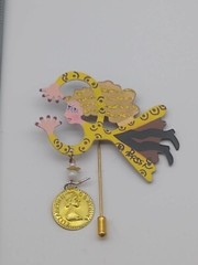 Vintage Rossi Fairy Angel Enamel Metal Stick Pin Brooch