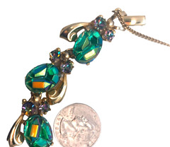 RARE Iridescent Peacock Blue Molded Geode or Lava Stone Schiaparelli Bracelet