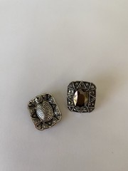 Vintage Estate Find Silver Gold Tone Rhinestone Pierced Post Earrings 1/2”