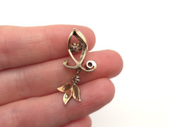 Vintage Antique Victorian 14K Solid Gold Multiple Diamond Leaf Dangle Pendant