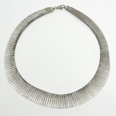 Vintage Sterling Silver 925 Italy Etched Fan Fringe Collar Necklace 15.5” 36.1g