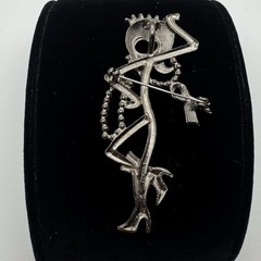 Glamorous Dancer Rhinestone Crown Faux Pearls Pink Enamel Brooch Pin