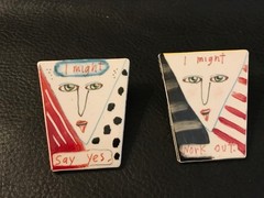 1970s-1980s FRED BABB Ear Mights Ceramic Pop Art Earrings