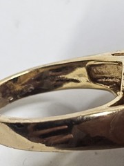 Vintage H.G.E. LND Gold Electroplate London Blue Topaz Pear CZ Ring Size 6-6.5