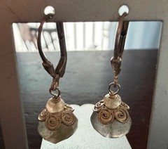 Vintage Sterling Silver Natural Stone Dangle Earrings 925