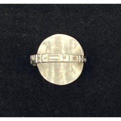 Vintage Alpaca Mexico Silver Tone Spoon Ring Aztec Mayan Style Handmade Size 11