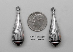 #0504 ANT’D STERLING SILVER PLATED VINTAGE DOUBLE SIDED DROP W/HANG RING – 1 PR