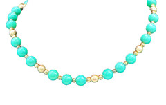925 Sterling Silver Vintage Jade Ball Beaded Pattern Chain Necklace NE3155