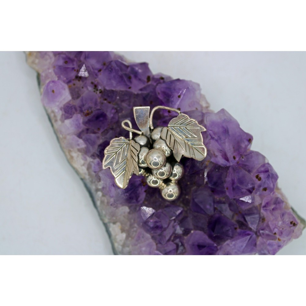 Taxco TS-102 Sterling Silver Grape Cluster Brooch/Pendant