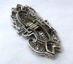 ANTIQUE ART DECO 3.75 CARATS DIAMONDS PLATINUM DUETTE STYLE BROOCH PIN 15.78GRAM