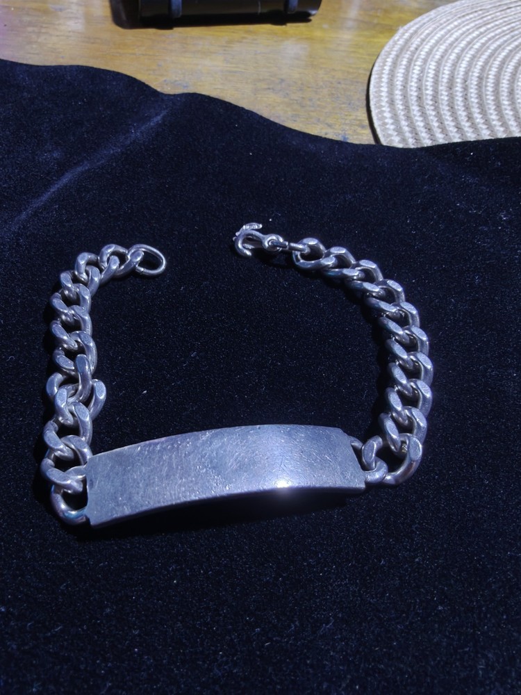 Vintage 925 ID Bracelet Signed Elco Sz7.5 Sterling Silver 9mm