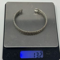 Vintage Bohemian Sterling Silver 925 Italy Woven Open Cuff Bracelet 7” 13.2g
