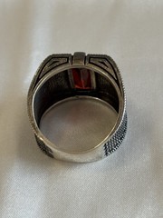 Sterling Silver 925 Red Cubic Zirconia Ring Size 8.5 Vintage