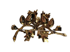 Vintage Textured Brass Articulated Pine Cone Branch Brooch/Pin~2.5″ X 1 5/8″