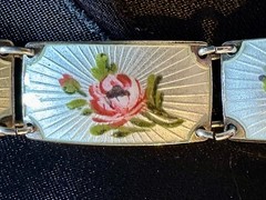Vintage Finn Jensen Norway Gold Washed Sterling Silver Guilloche Enamel Bracelet