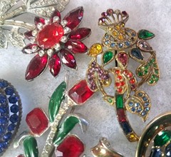 Antique Brooch Lot Crown Trifari Jewled Symphony,Czech, Alfred Philippe?? Etc