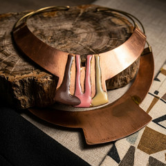 Modernist Statement Necklace • Avant-Garde Copper & Brass Choker • 1-of-1 Signed