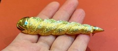 Vintage Brooch Bar Pin MJ ENT Modernist Gold Tone Rope Textured 3.25 Inches Long