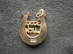 Large Hobco Good Luck Horseshoe Chunky Goldtone Vtg Bracelet Charm Pendant 4.5g