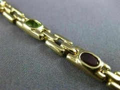 ESTATE WIDE 5.0CT AAA OVAL MULTI GEM 14K YELLOW GOLD SQUARE LINK BRACELET #22711