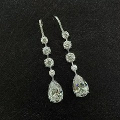 Art Deco Style Lab Created Diamond Wedding Drop Earrings 14K White Gold FN