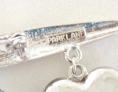 3.25″ NOS OOC VTG JEWELS by PARK LANE BAR w/ HEART DANGLE CHARMS BROOCH/ PIN